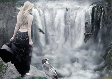 Девушка водопад