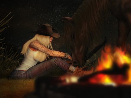 Лошадь у костра