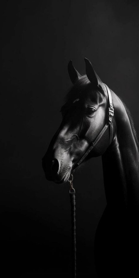 Черно белая лошадь