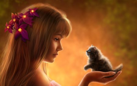 Девочка с котенком