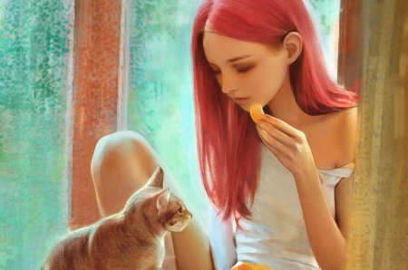 Арт рыжая девушка