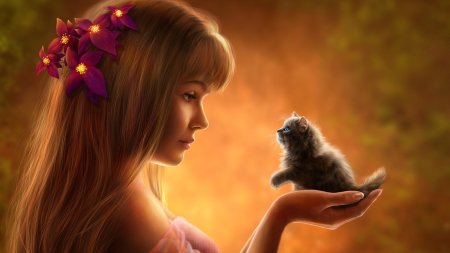 Девочка с котенком
