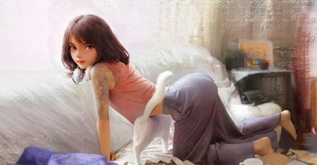 Девушка кот