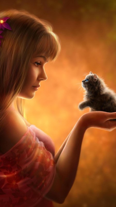 Девочка с котенком