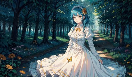 Аниме девушка в платье