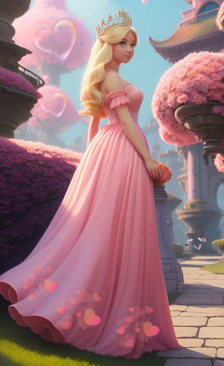 Принцесса в розовом платье дисней
