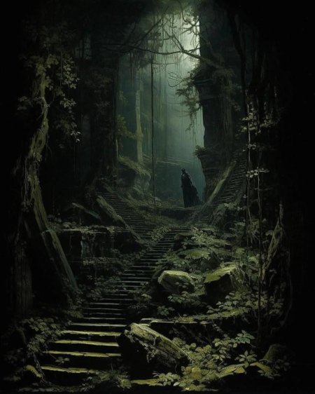 Развалины в лесу фэнтези