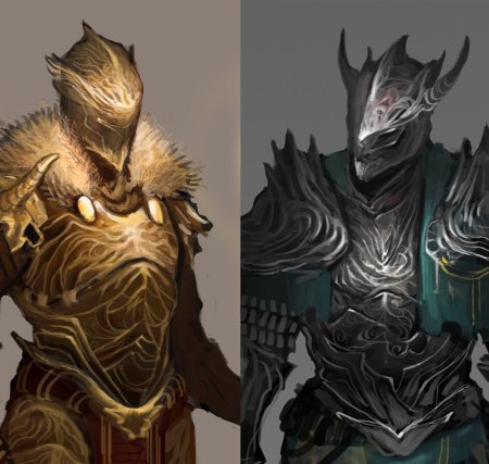 Паладины в золотых доспехах арт