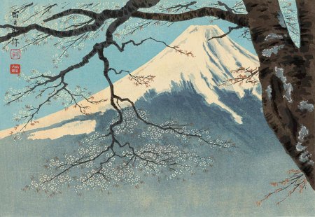 Японская традиционная живопись гора фудзи