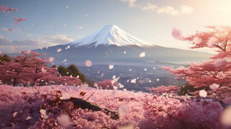 Mount fuji and cherry blossoms