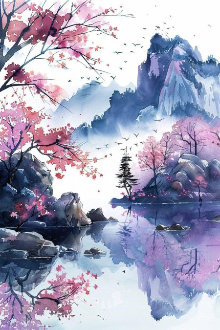 Японская живопись пейзаж