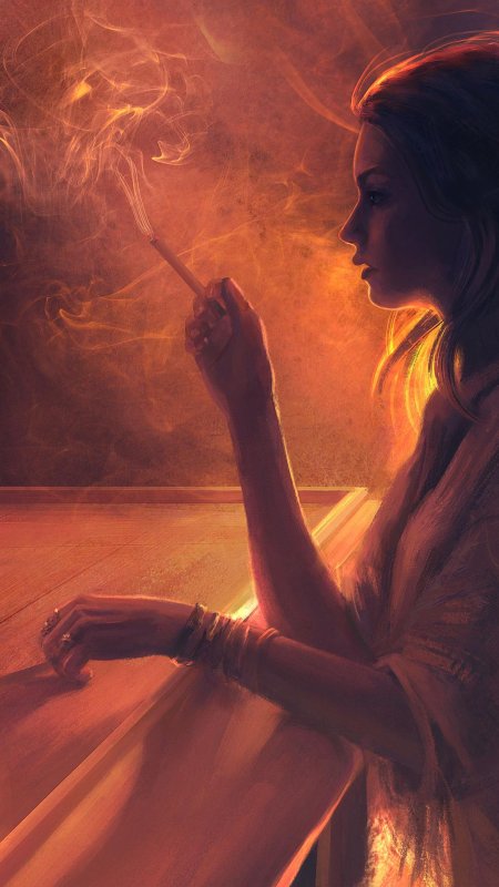 Девушка с сигаретой арт