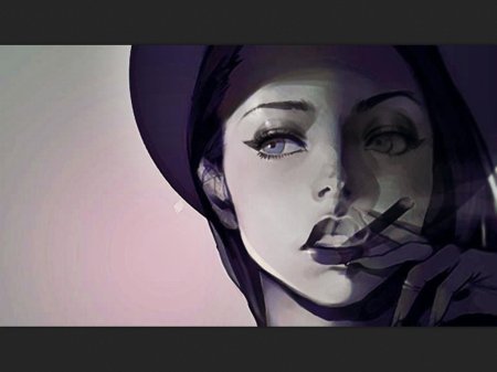 Девушка курит арт