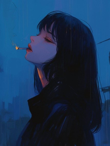 Курящая аниме девушка
