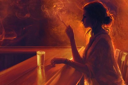 Девушка с сигаретой арт