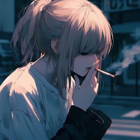 Аниме девушка с сигаретой