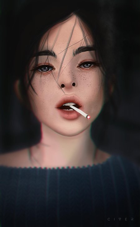 Девушка с сигаретой арт