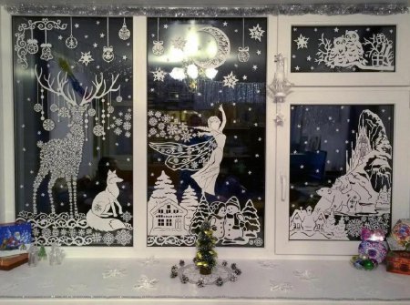 Оформление окон к новому году