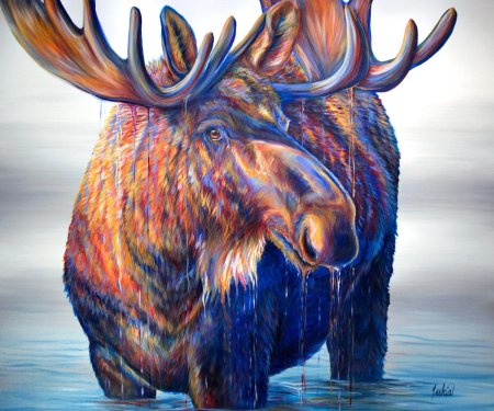 Лось живопись