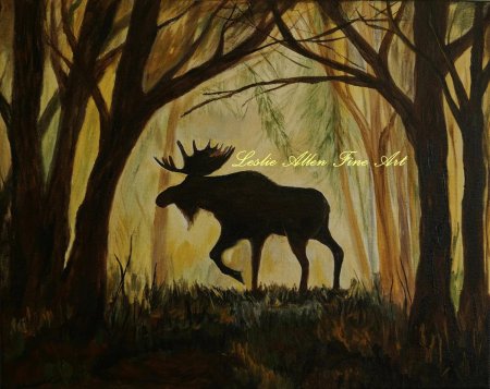 Лось картина маслом