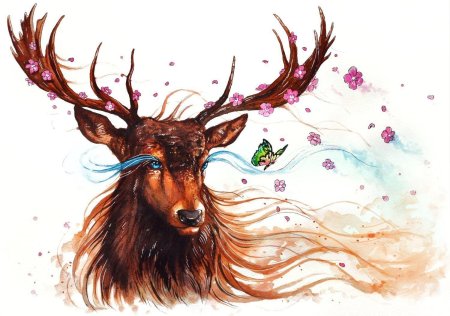 Олени рисунки