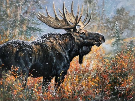 Картина олень в лесу