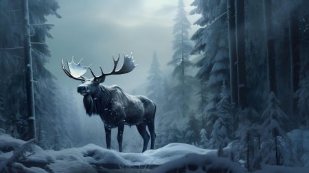 Зимний олень