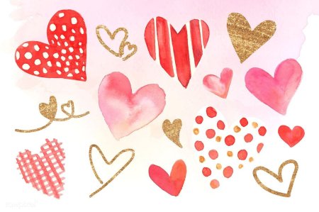 Сердечки акварель