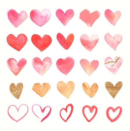 Сердечки акварель
