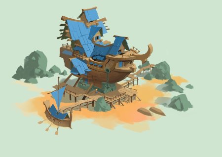 Корабль казуальный арт