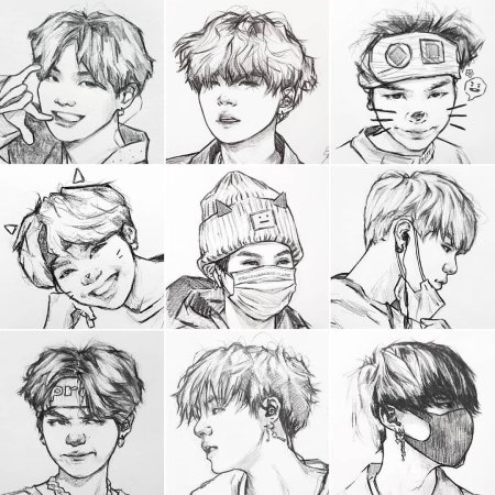 Бтс рисунок карандашом вместе