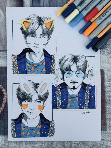 Скетчи бтс тэхен