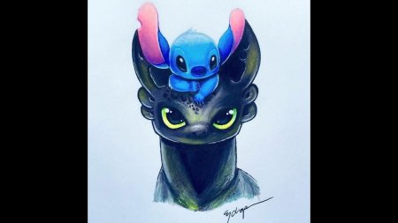 Дракон беззубик и стич