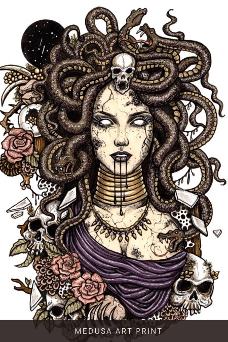 Эскиз тату медуза горгона