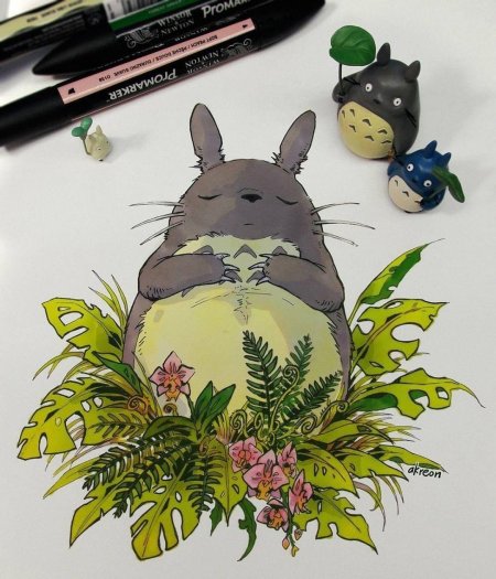 Тоторо миядзаки акварель