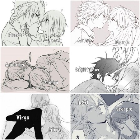 Знаки зодиака аниме парочки