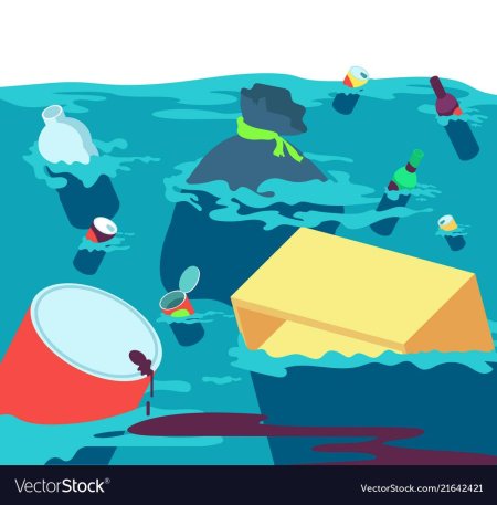 Мусор в воде вектор