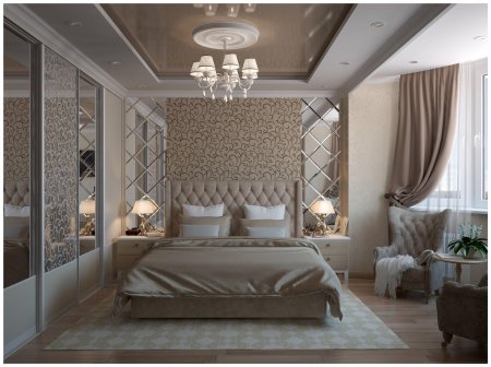 Зеркальное панно в спальне