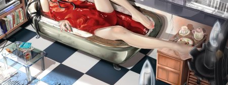 Аниме девушка в ванне