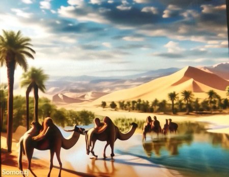 Пустыня с верблюдами