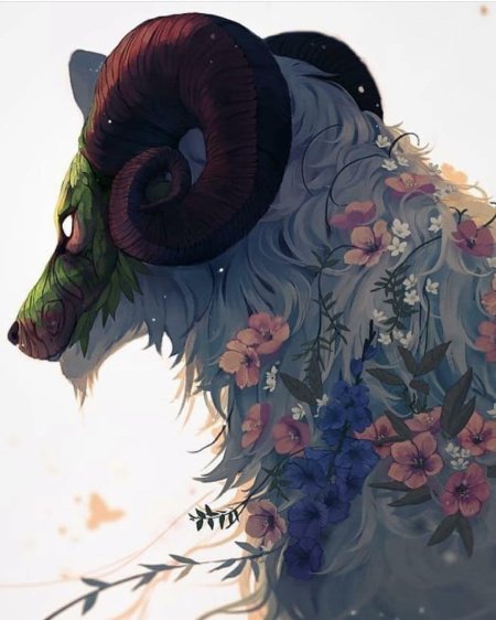 Цветочный волк арт
