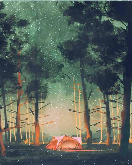 Палатка в лесу арт