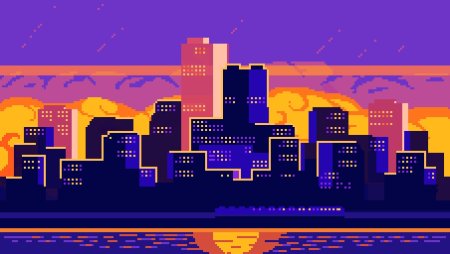 Пиксель закат арт