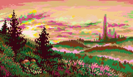 Пейзаж пиксель арт