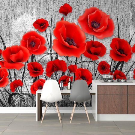 Маки на сером фоне