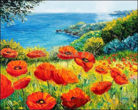 Пейзаж с маками