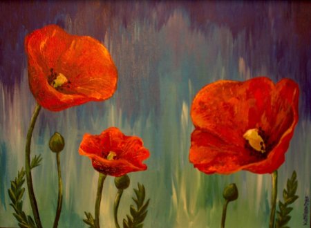 Рисуем маки акрилом