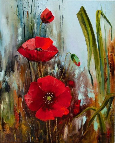 Картины маки маслом на холсте
