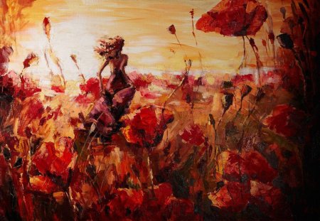 Поле маков живопись