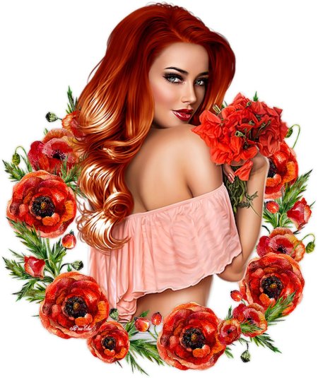 Девушка с маками арт